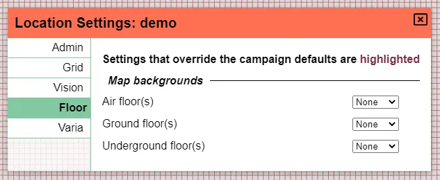 Location floor settings