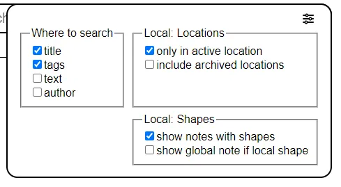 Note manager - Search Filters